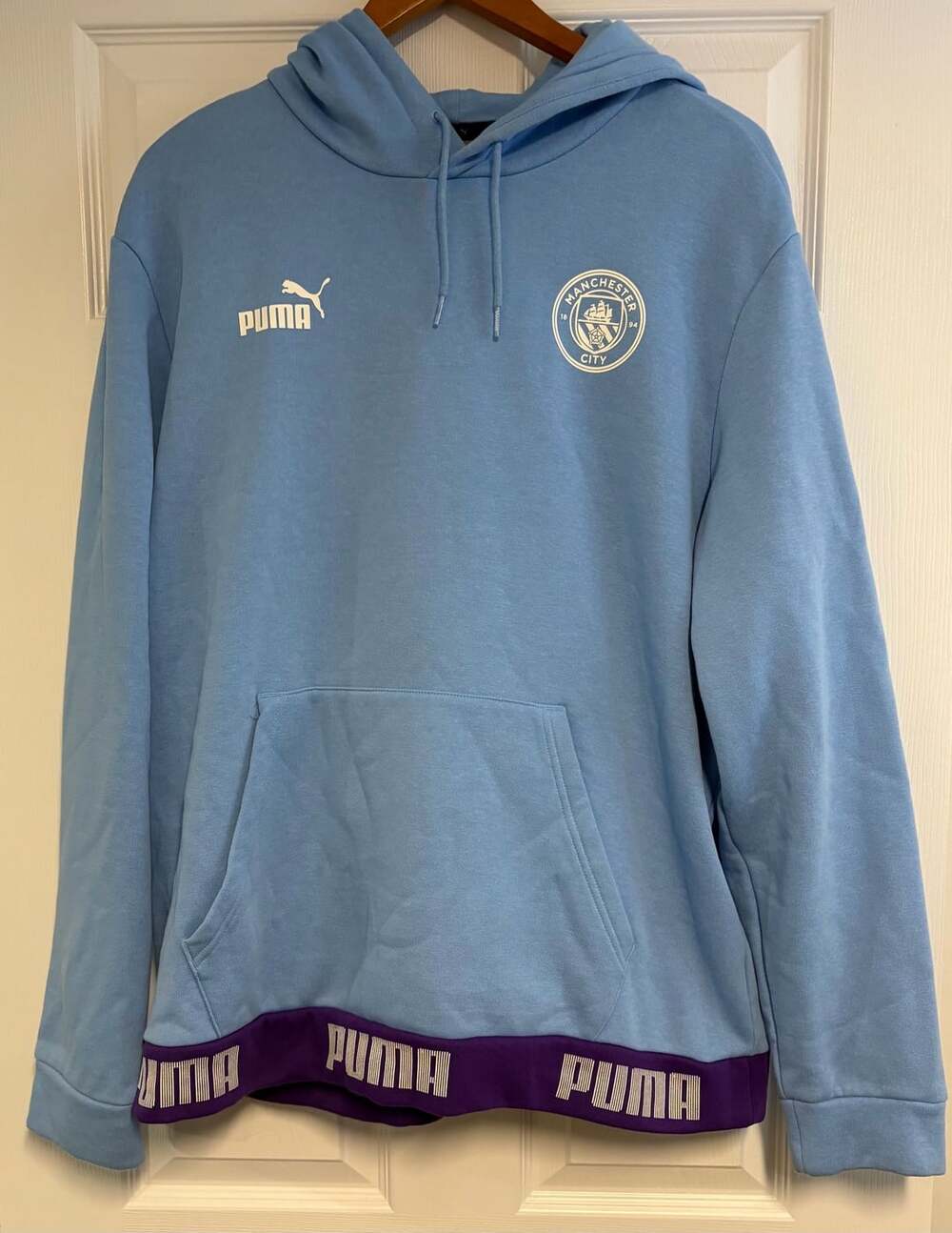 Puma Manchester City FtblCulture Hoodie Size XL Light Blue